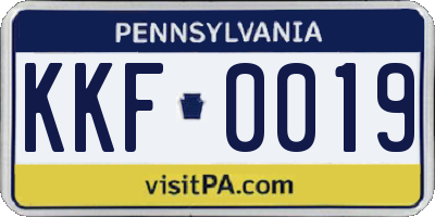 PA license plate KKF0019