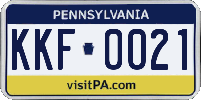 PA license plate KKF0021