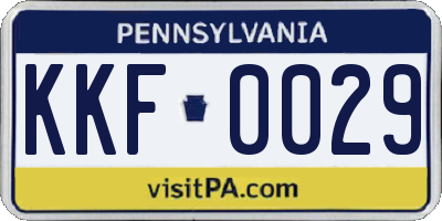 PA license plate KKF0029