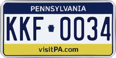 PA license plate KKF0034