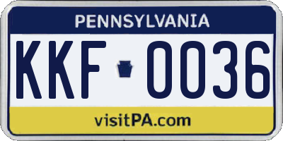 PA license plate KKF0036