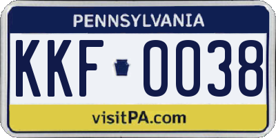 PA license plate KKF0038