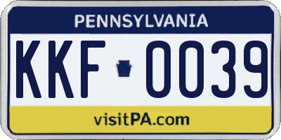 PA license plate KKF0039
