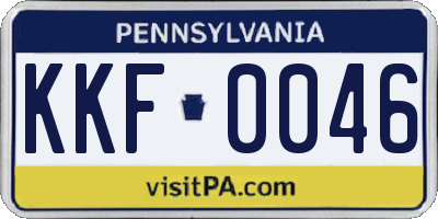 PA license plate KKF0046