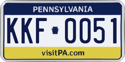 PA license plate KKF0051