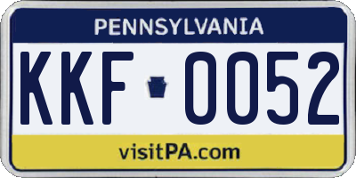 PA license plate KKF0052