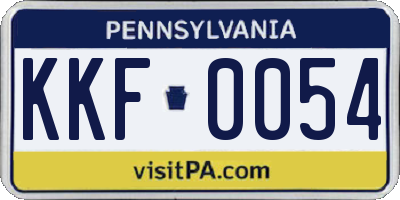 PA license plate KKF0054