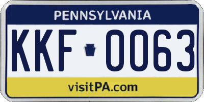 PA license plate KKF0063