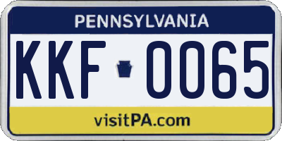 PA license plate KKF0065
