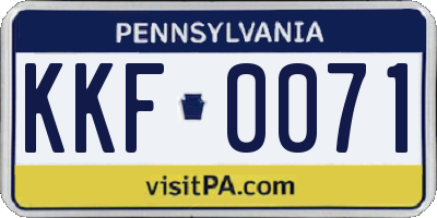 PA license plate KKF0071