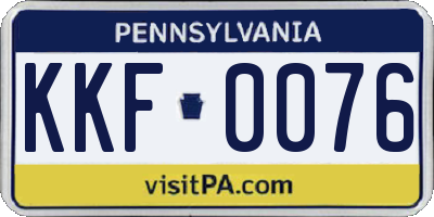 PA license plate KKF0076