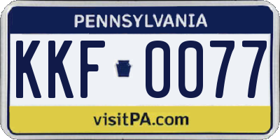 PA license plate KKF0077