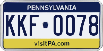 PA license plate KKF0078