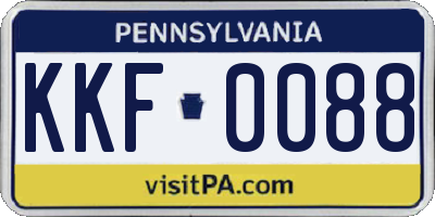 PA license plate KKF0088