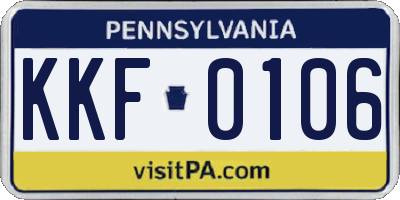 PA license plate KKF0106