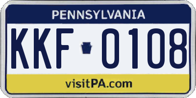 PA license plate KKF0108