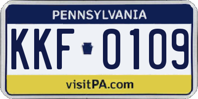 PA license plate KKF0109