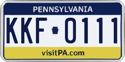 PA license plate KKF0111