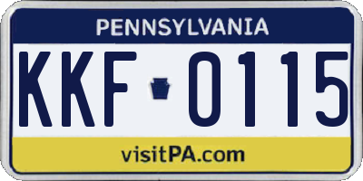 PA license plate KKF0115
