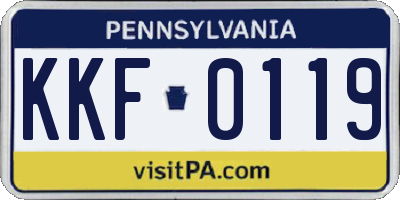 PA license plate KKF0119
