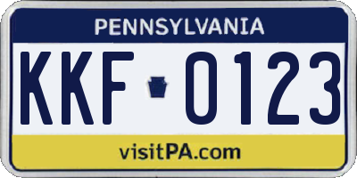 PA license plate KKF0123