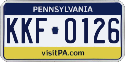 PA license plate KKF0126