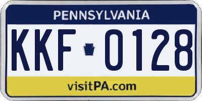 PA license plate KKF0128
