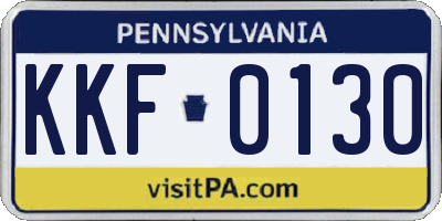 PA license plate KKF0130