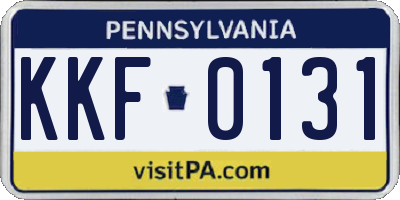 PA license plate KKF0131