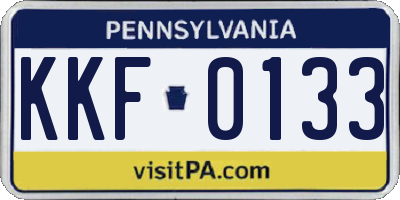 PA license plate KKF0133