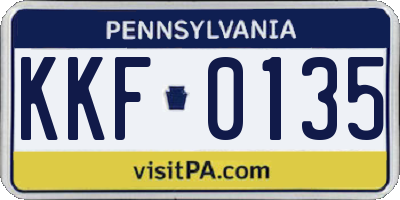 PA license plate KKF0135