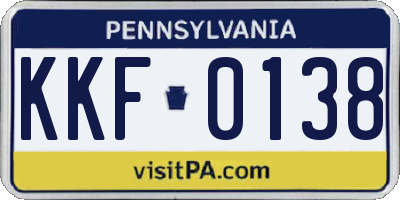 PA license plate KKF0138