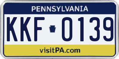 PA license plate KKF0139