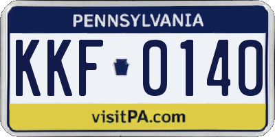 PA license plate KKF0140