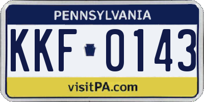 PA license plate KKF0143