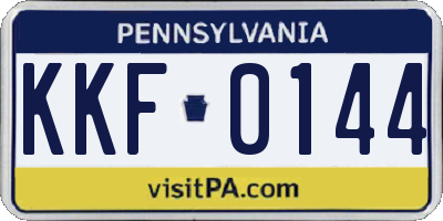 PA license plate KKF0144
