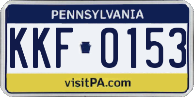 PA license plate KKF0153