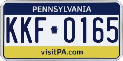 PA license plate KKF0165
