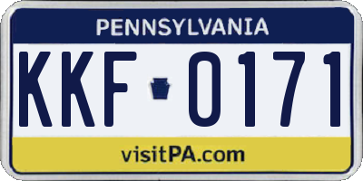 PA license plate KKF0171
