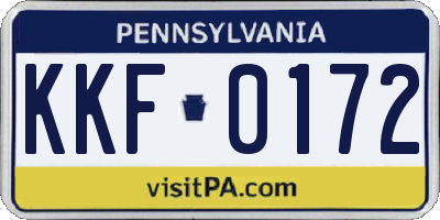 PA license plate KKF0172