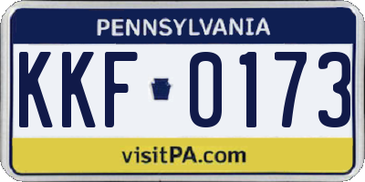PA license plate KKF0173