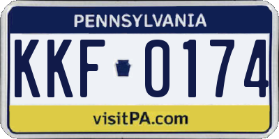 PA license plate KKF0174