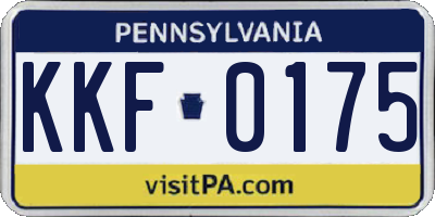 PA license plate KKF0175