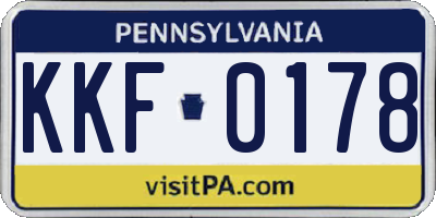 PA license plate KKF0178