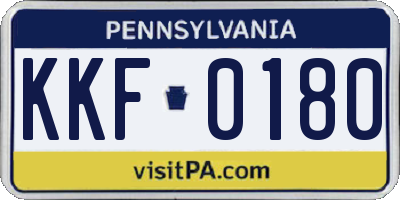 PA license plate KKF0180