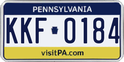 PA license plate KKF0184