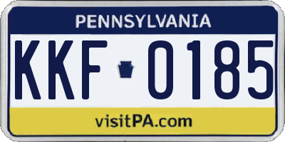 PA license plate KKF0185