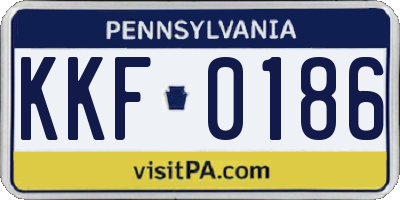 PA license plate KKF0186