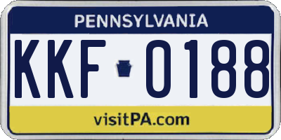 PA license plate KKF0188
