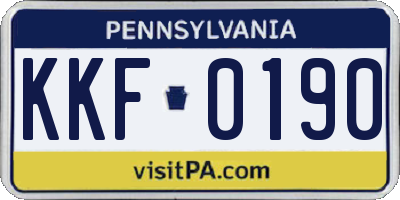PA license plate KKF0190